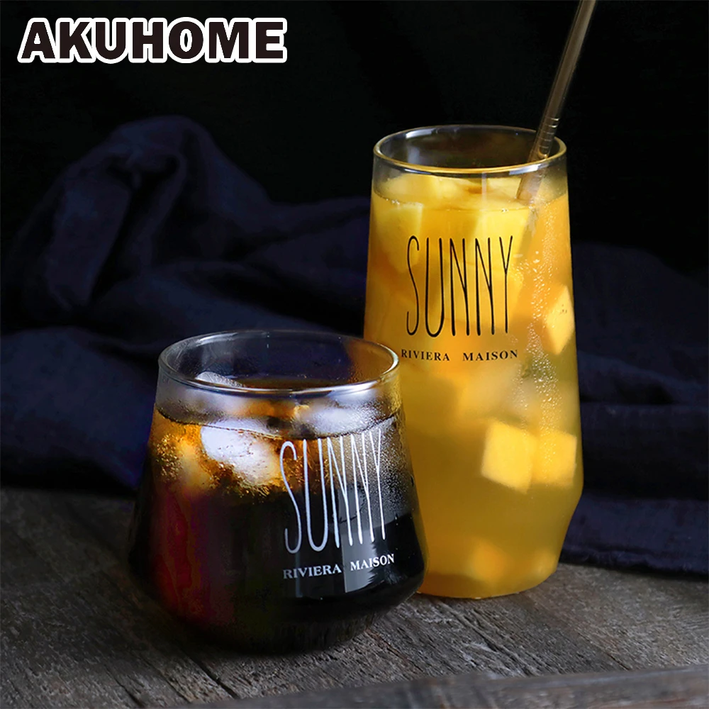

Heat-Resistant Glass Cup Transparent Juice Cup Large-Capacity Milk Cup Bar AKUHOME