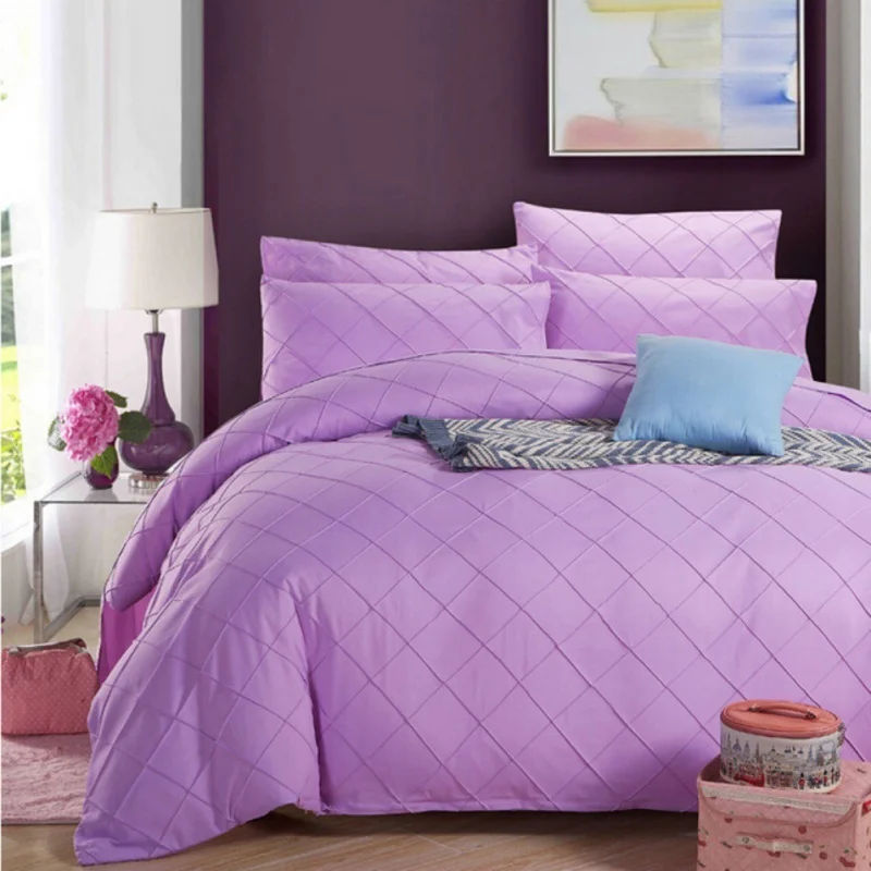 

Four-piece bedding Bedding Set Solid color handmade Ling grid hair Bedding Set Super Soft Cotton New Reactive