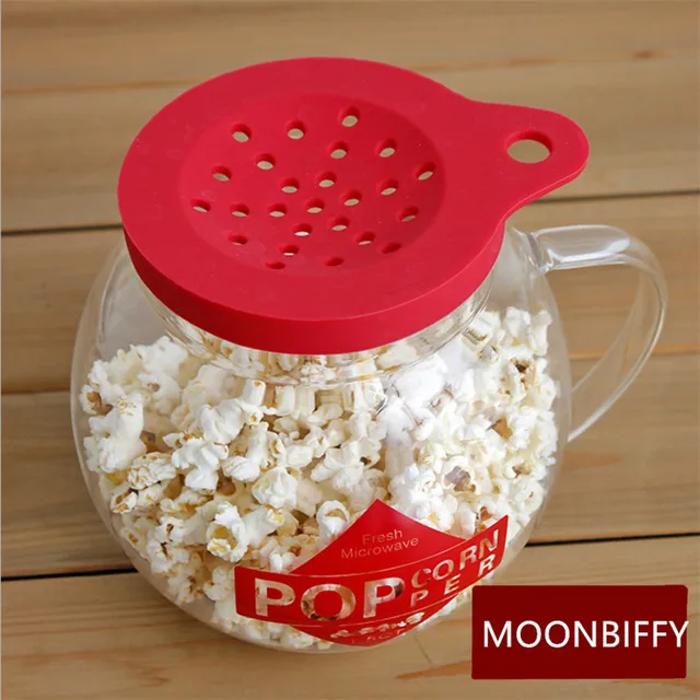 Microwave use borosilicate glass cylinder popcorn popper with double