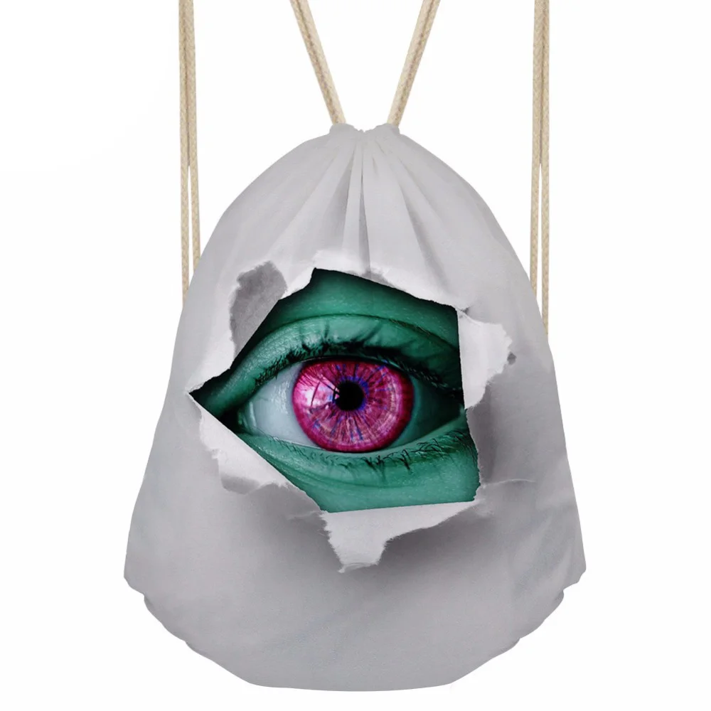 Шнурок Для женщин 3D глаз печати рюкзак женские небольшой торговый посылка для девочек прохладно Softback Mochilas