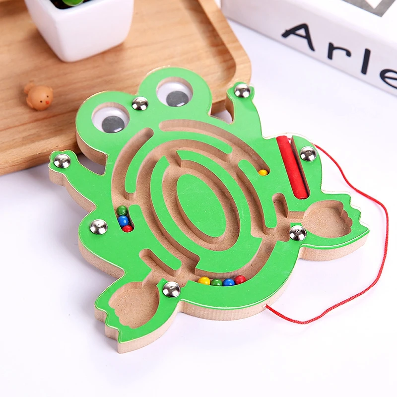 3D деревянная головоломка магнитный лабиринт игрушка игрушечная доска из животных головоломка интеллектуальное раннее образование магнит головоломки игрушки для детей - Цвет: MP477-2