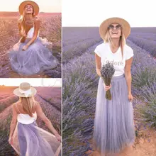 Новая мода для женщин Boho двухслойная шифоновая Очаровательная Высокая талия ретро длинная Макси газовая юбка женская юбка