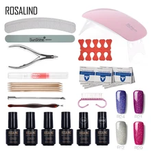 ROSALIND модный неоновый дизайн для ногтей Инструменты Лечение 6 Вт маникюрный набор УФ-лампа для геля лак Замачивание от основания пальто верхнее покрытие гель лак для ногтей