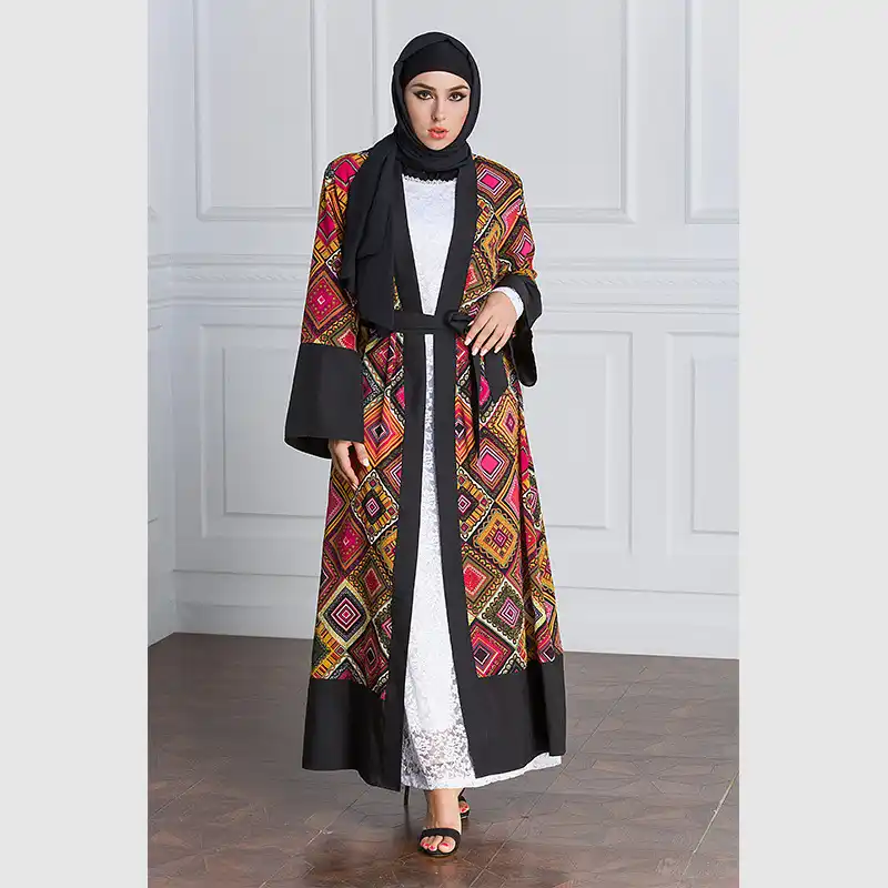 Long Belted Djellaba Dress Moroccan Clothing Turkish Cardigan Fashion Robe Arab Muslim Loose Islamic Women Elegant Paisley uJF5TK1cl3