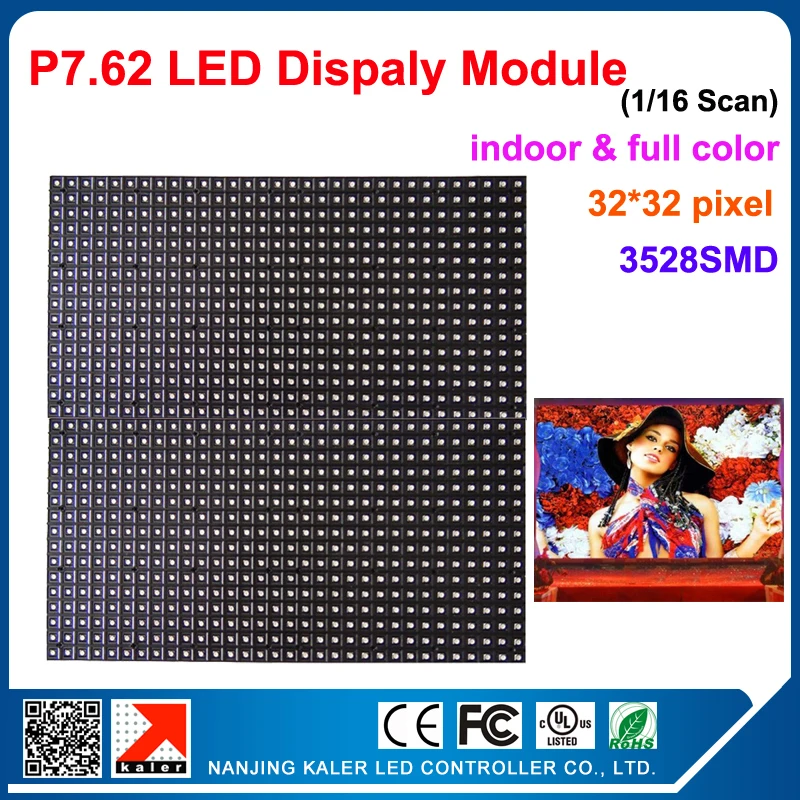 

kaler Manufacture full color RGB 3 IN 1 LED PANEL DIY led display module SIGNS kits P7.62 LED 1/16 scan 244*244mm 32*32 pixel