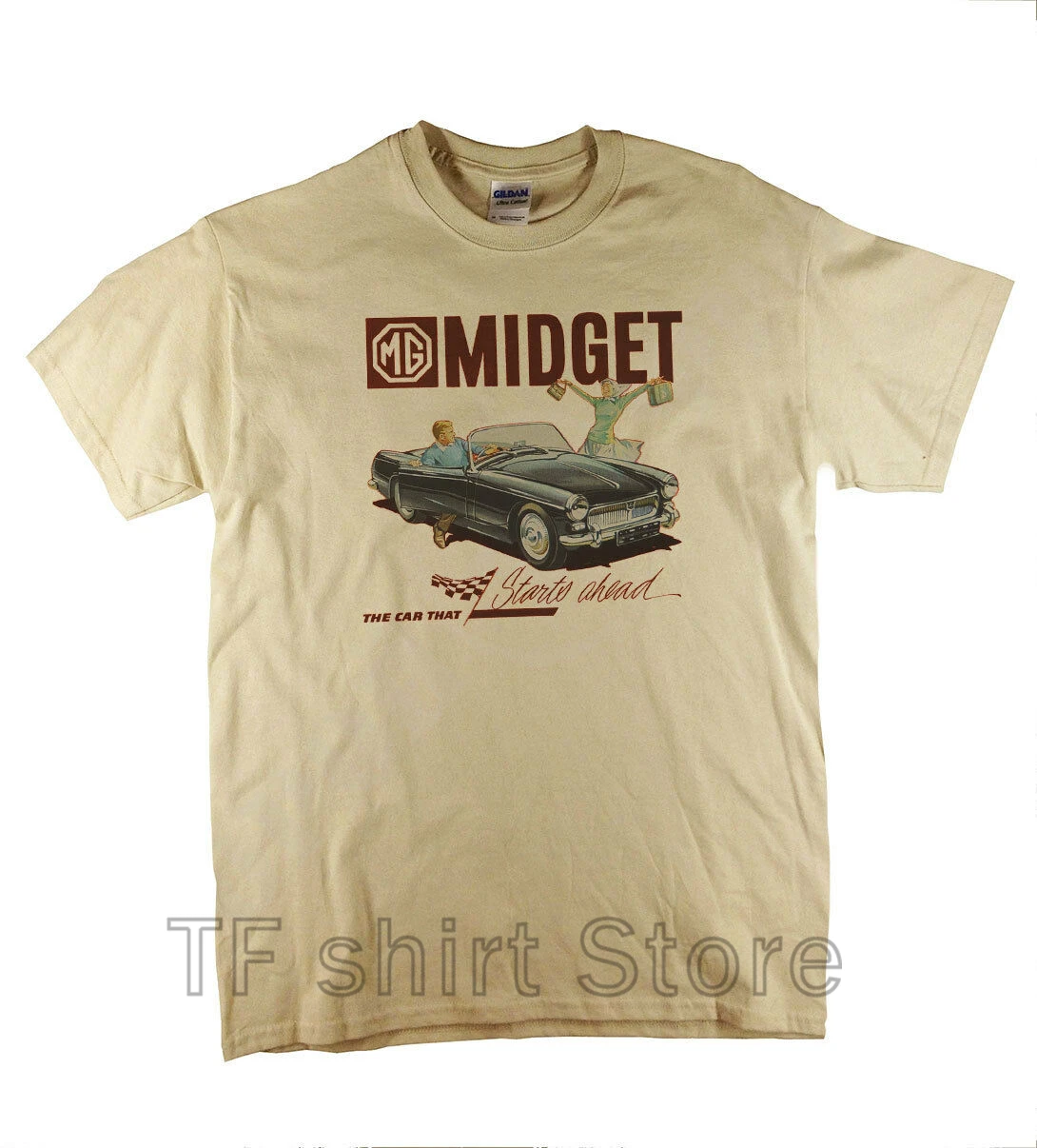 

Funny Print Men T shirt Women cool tshirt MG Midget Retro Advert British Classic Sportscar Natural T-Shirt Ideal Gift