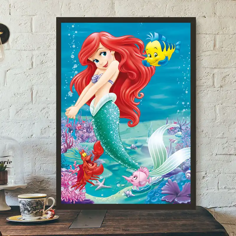 La Pequena Sirena Ariel Pared De Motivacion De Lona De Arte
