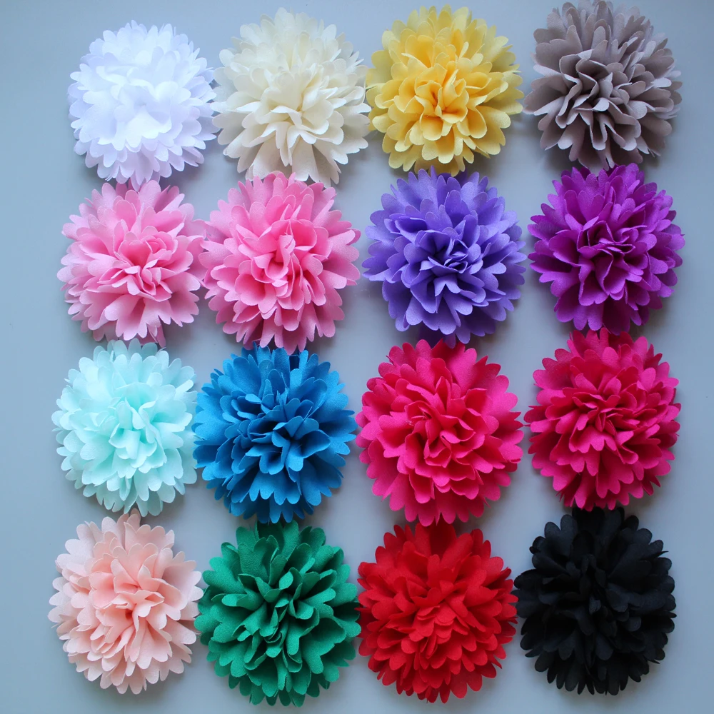 

2017 new candy clor Chiffon Flower for Headband kids diy fabric flower flat back girl Hair Accessories 30ps/lot
