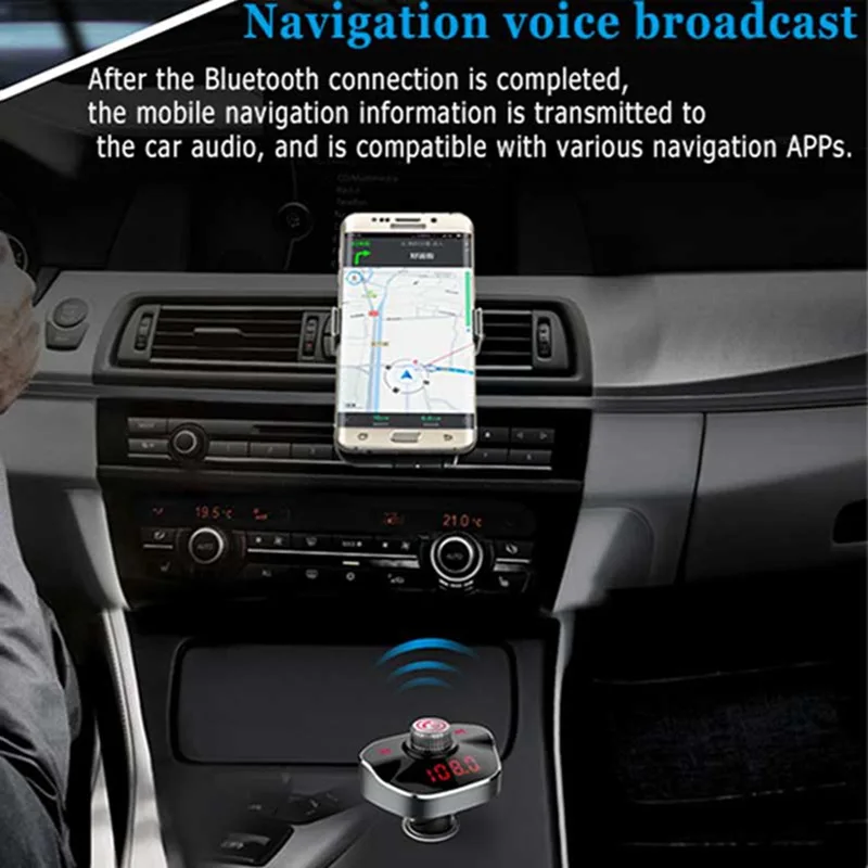 VicTsing Wireless Bluetooth Car FM Transmitter Mp3 Player 5V 3.1A Car Hands-free Dual USB Touch Screen Red Screen Car MP3 Kit    (15)