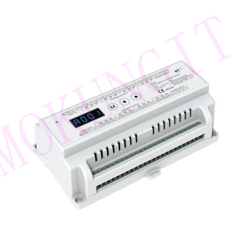 24CH * 3A 12-24VDC CV DMX декодер D24 DMX512 24-канальный направляющий ШИМ постоянное напряжение