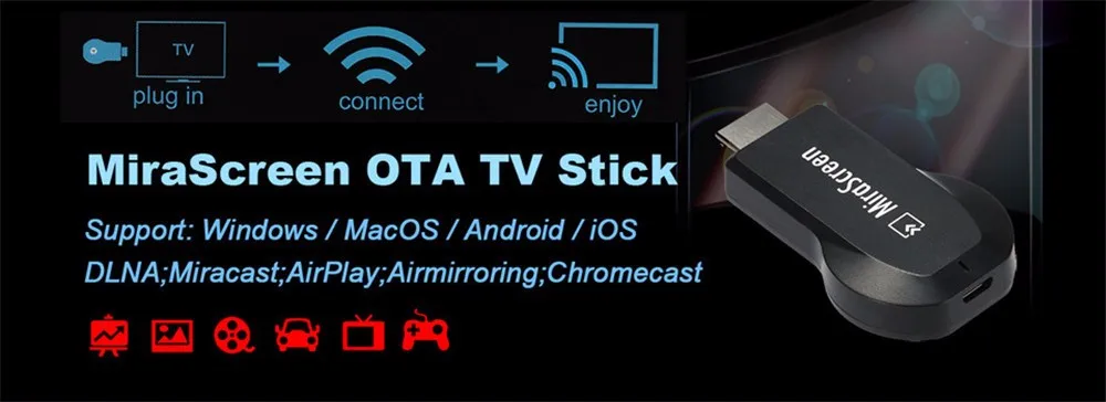 10 шт. ТВ-палка DLNA Miracast Airplay Mirroring Dongle для iPhone Android смартфон беспроводной Wi-Fi зеркалирование экрана устройства