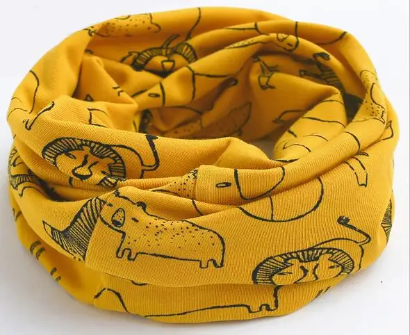 LIHFSI/1 шт., хлопок, теплый шарф для девочек, зимние детские шарфы, воротники для мальчиков и девочек, шарф с круглым вырезом для девочек, милые детские воротники - Цвет: yellow lion