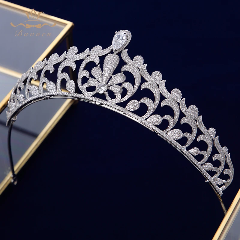 Заколки для волос Bavoen элегантные прозрачные с цирконием|wedding hair accessories|crown tiarahairband