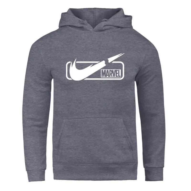 

Men Hoodies MARVEL Brand Letter Print Long Light Fit Sportswear Warm Winter Fleece with Pocket Hooded Pullover Spring Clothing