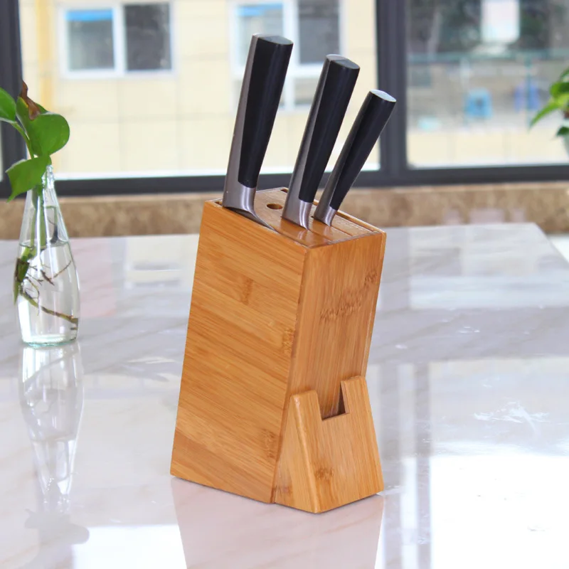Multifunctional Holes Bamboo Knife Rack Creative Storage Tool Wood Kitchen Holder Stand Block Supplies | Дом и сад