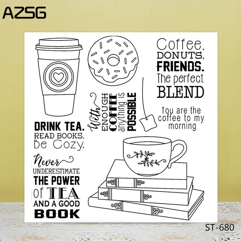 

AZSG Afternoon Tea Cookies Coffee Clear Stamps/Seals For DIY Scrapbooking/Card Making/Album Decorative Silicone Stamp Crafts