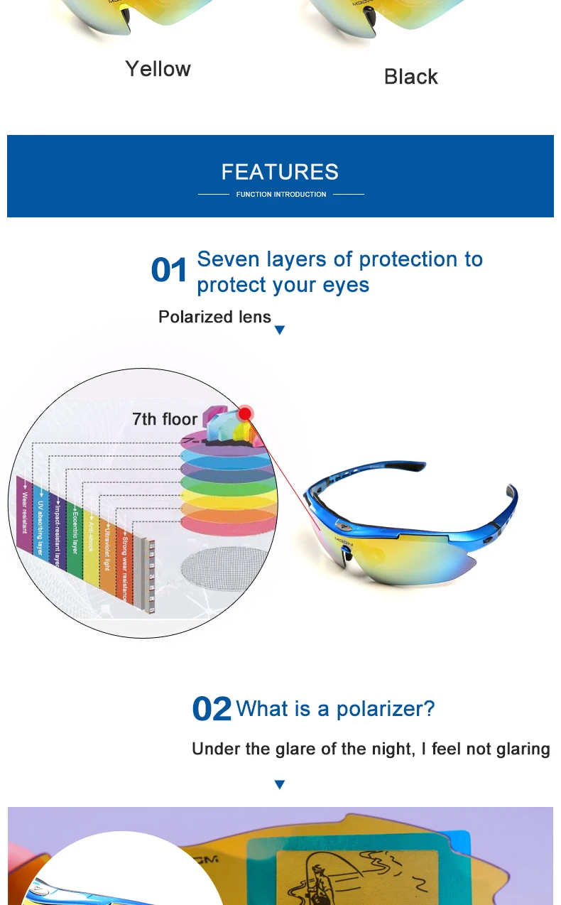 Moon поляризованные велосипедные очки для бега спортивные ветрозащитные велосипедные очки для четкости видения очки для очков горные велосипедные очки