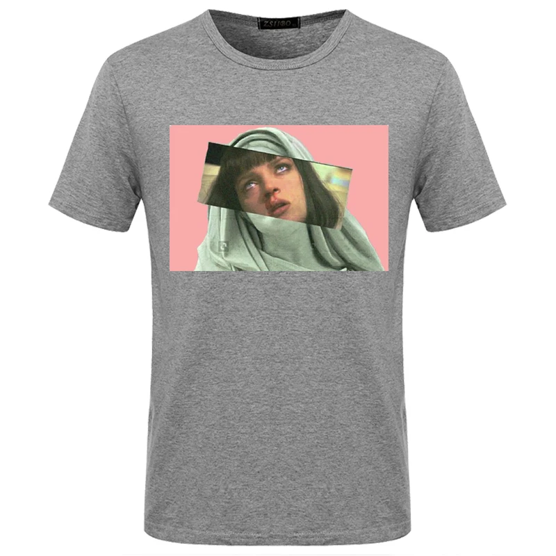 

New Cartoon Funny Virgin Mary Print Tshirt Harajuku O-neck Short Sleeve T Shirt Men Fashion Character Mia Wallace T-Shirt S5MC32