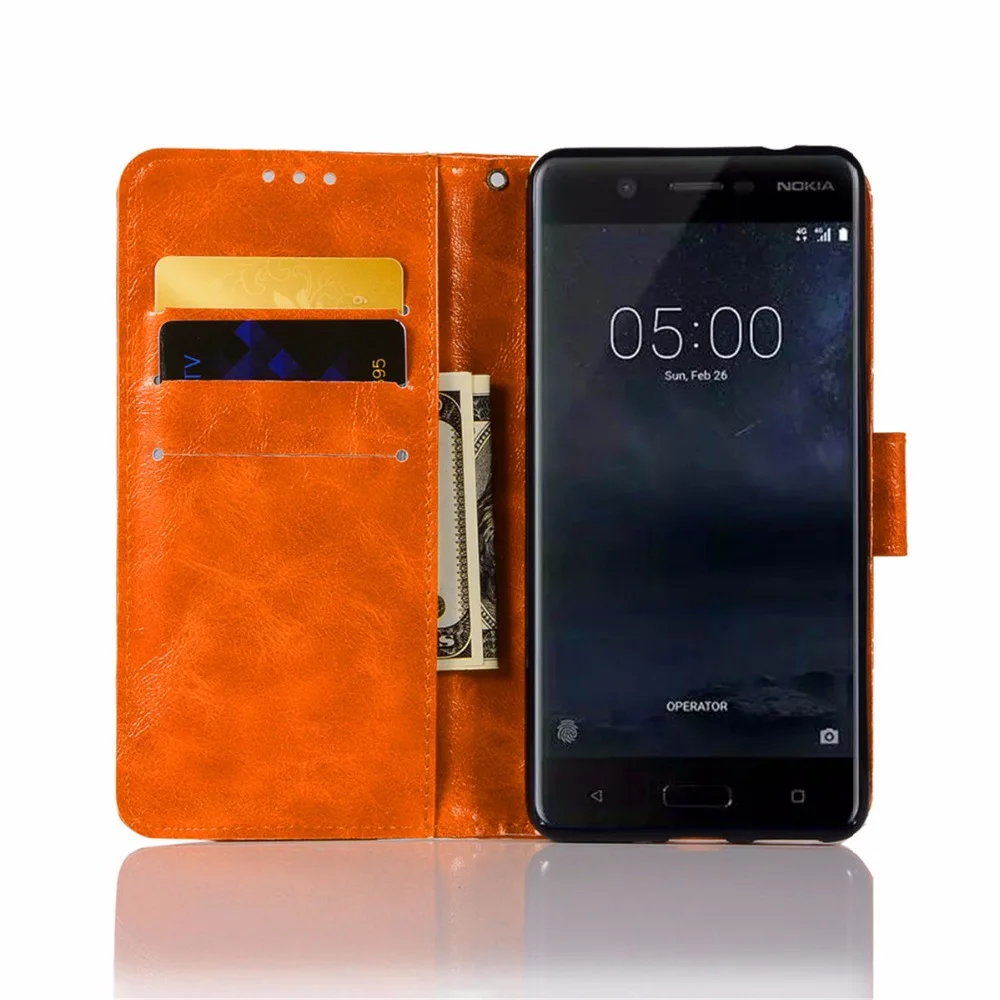 Модный чехол кошелек для Nokia 5 экстравагантный Ретро флип из искусственной кожи