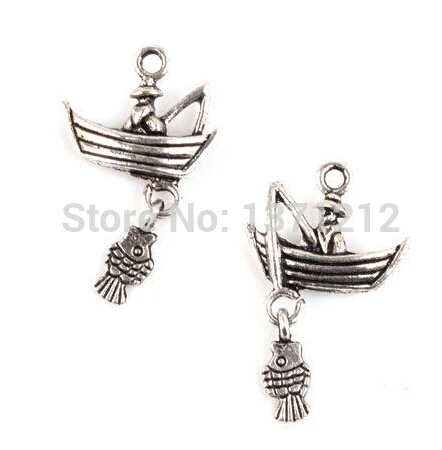 Wholesale 100PCS Fashion Antique Silver Fishing Boats Charms Pendant