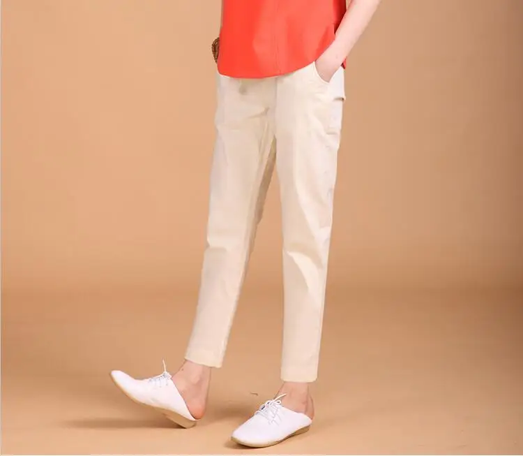 Осень-весна длинные штаны новый 2019 Лето Большой Размеры M-6XL 7XL хлопок белье Винтаж брюки Повседневное одноцветное брюки-дудочки на шнурках