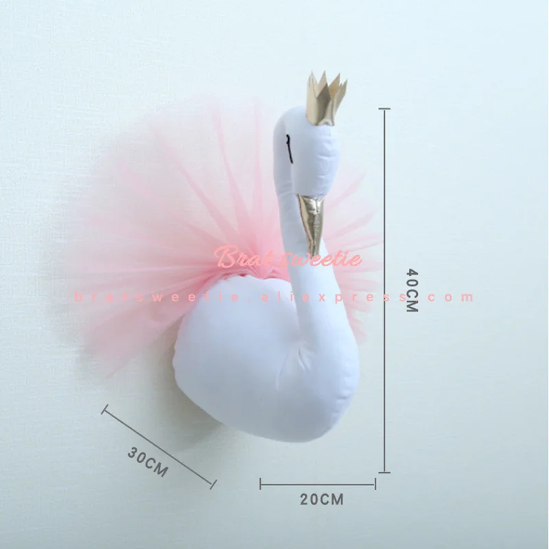 3D золотая корона Лебедь Наклейка на стену чучело игрушки подвесное настенное искусство для детей девочки украшения комнаты свадьба день рождения подарок
