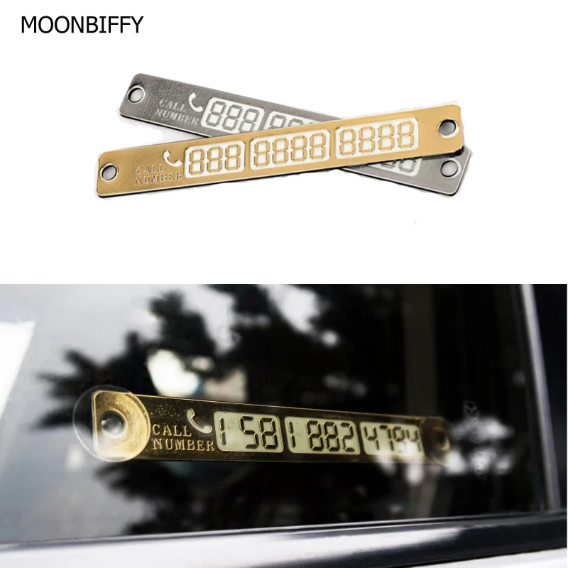 Moonbiffy بطاقة وقوف السيارات المؤقت رقم الإخطار بطاقة بطاقة ليلة ضوء مصاصة رقم لوحة سيارة الهاتف