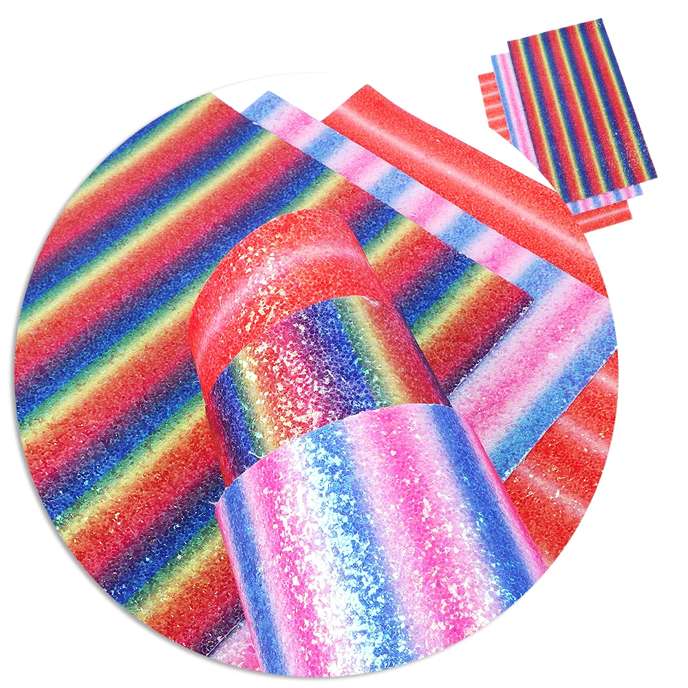 

New 20*34cm Glitter Striped Synthetic Leather For Bow-knot bags Wallet Phone Cover Sewing Craft DIY,1Yc4763