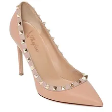 Frauen Apricot & Rosa Pleather Punkt Zehe Nieten Punkt Toe High Heels Pumps Schuhe für Frau, Plus größe 5-14, casual & party