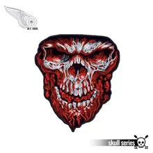Череп в маске мотоциклетные вышивка термоклейкая Заплата Для куртка Красный спереди на заказ Панк Байкер стикер