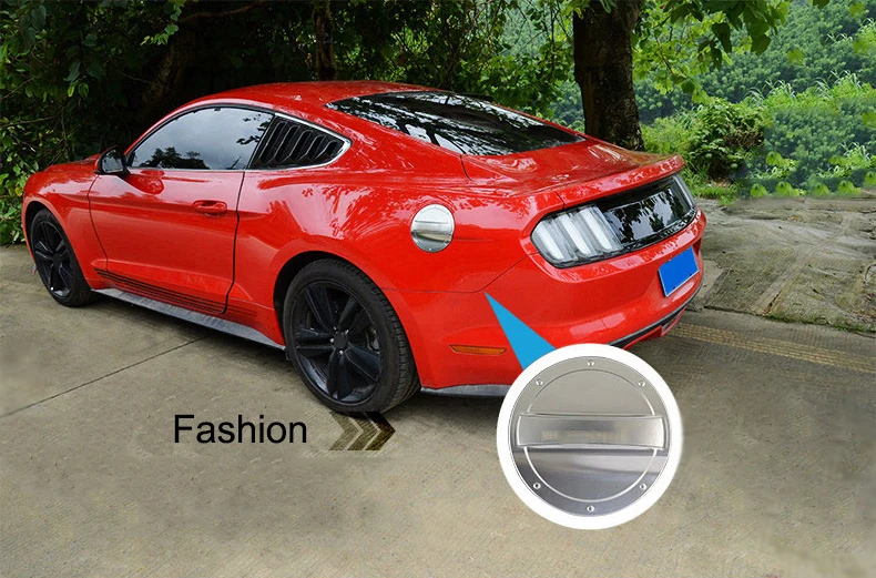 QHCP Fuel Tank Covers Gas Lid Filler Cap Exterior Parts Tank Cap Cover Stainless Steel For Ford Mustang