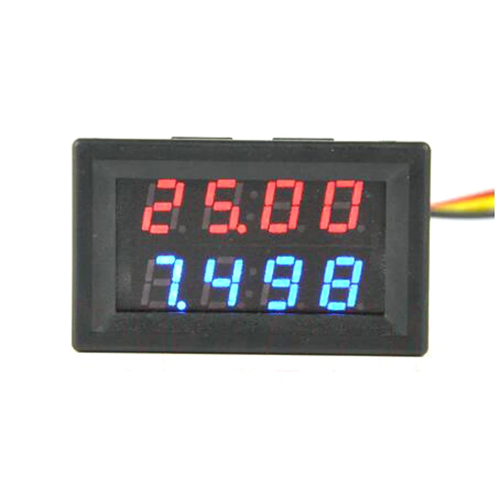 DYKB DC 200V 0-10A Voltmeter Ammeter Red Blue LED Dual Display for 12v 24v Car Voltage Current Monitor No Need External Shunt |