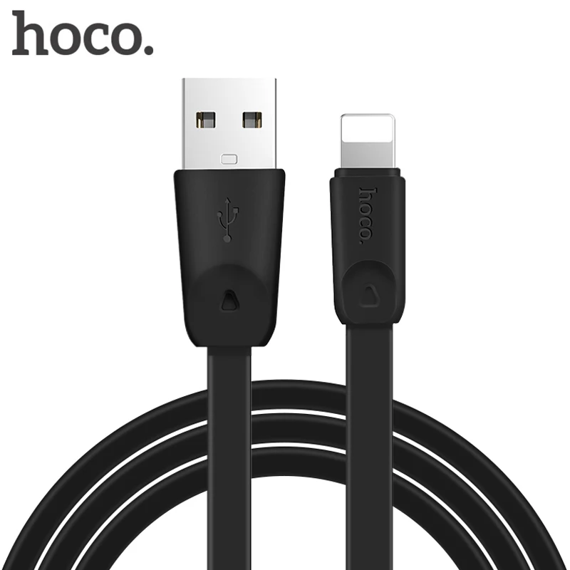 HOCO Flat USB Cable for iPhone X 8 7 6 Plus 5 5s iPad 2.4A Fast Charge