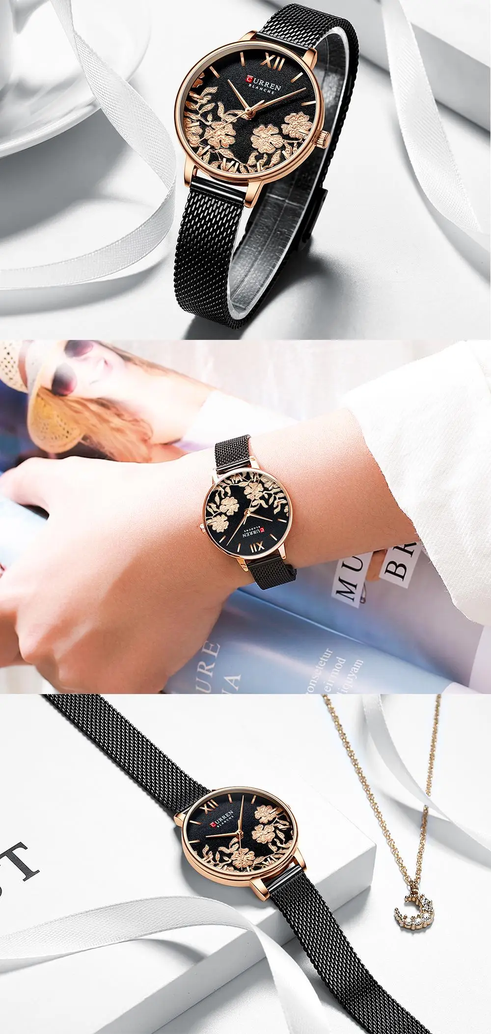 CURREN кожаные женские часы красивый уникальный дизайн циферблат кварцевые наручные часы женские модные нарядные Часы Montre femme