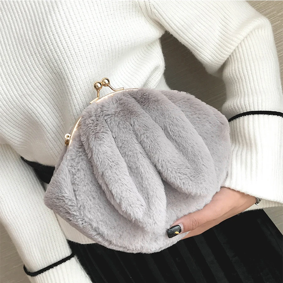 

Ins Autumn and Winter Soft Plush Rabbit Women Shoulder Bag Cute Girl Lock Chain Crossbody Small Bag Fashion Wild Clutch Bag