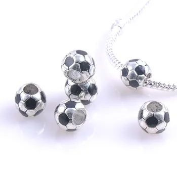 

10MM 30Pcs Silver football Spacers Beads Fit Charms Bracelets Jewelry Handmade DIY extanpaa flfaocma DK-050