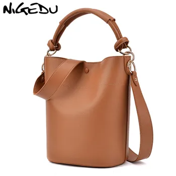 

NIGEDU women Bucket Bags ladies messenger bag wide strap Women's Shoulder bag Large Capacity luxury lady handbags designer Totes