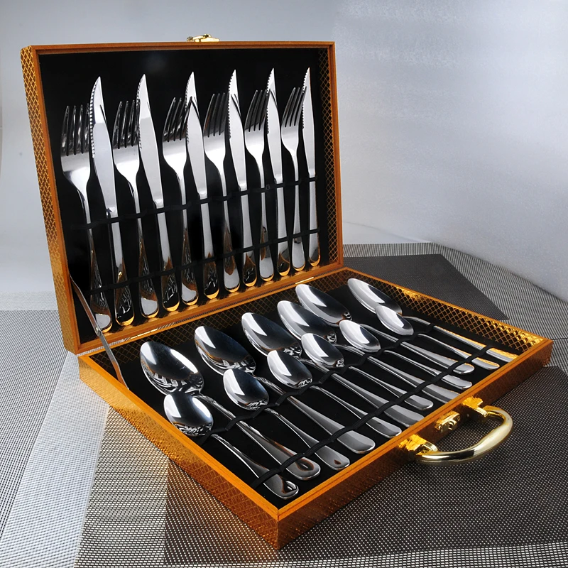 

24Pcs / Set High quality Western tableware suit top grade tableware 304 stainless steel steak fork and knife to choose