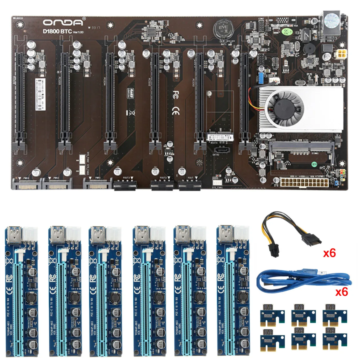 

D1800 BTC Motherboard Mining Motherboard 6 x PCI-E Intel J1800 Platform Computer Mainboard For BTC Eth Rig Ethereum