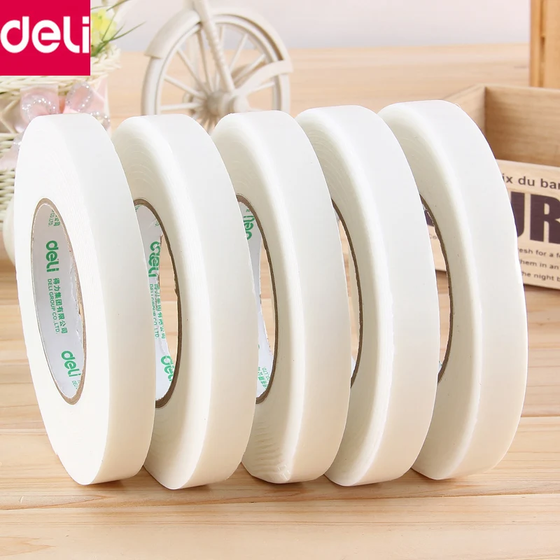 Deli 1pcs Double Sided Adhesives Tape White Sticker Super Strong