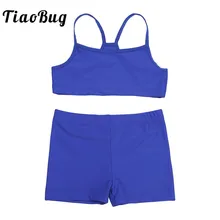 Tiaobug для девочек Танкини Топ с шорты комплект спортивной одежды, детская гимнастика тренировки купальник купальники набор