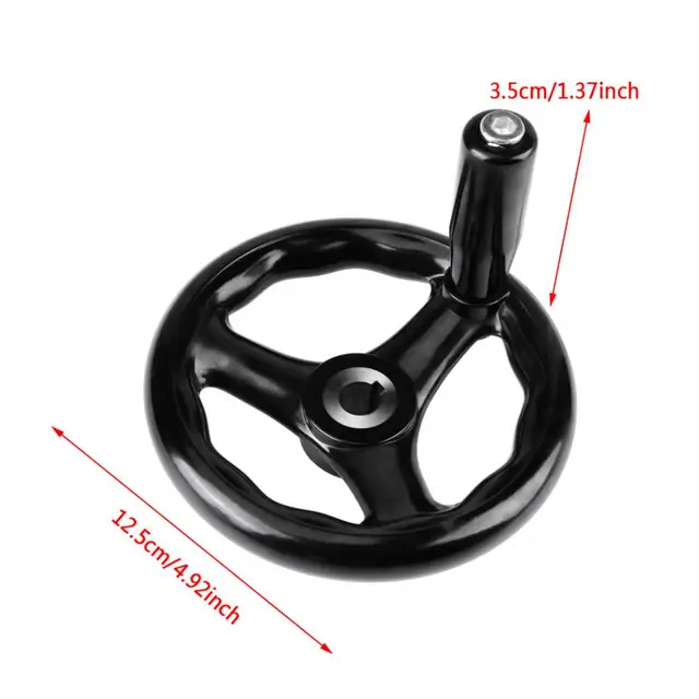 Handwheel 12*125mm Black Round 3 Spoke Hand Wheel for Lathe Milling Machine Lahe Tool
