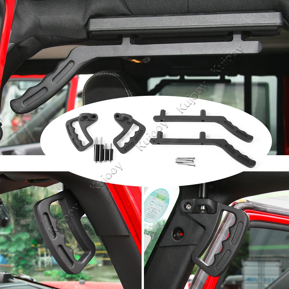 Black Top Mount Hardtop Grab Handle Bar Front Rear Interior Parts Aluminum Alloy For Jeep Wrangler 2007-2017 Car Styling Black Top Mount Hardtop Grab Handle Bar Front Rear Interior Parts Aluminum Alloy For Jeep Wrangler 2007-2017 Car Styling