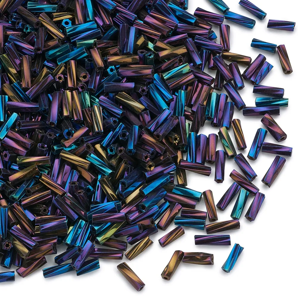 50g Glass Bugles Seed Beads Jewelry Making Spiral Tube Straight Line