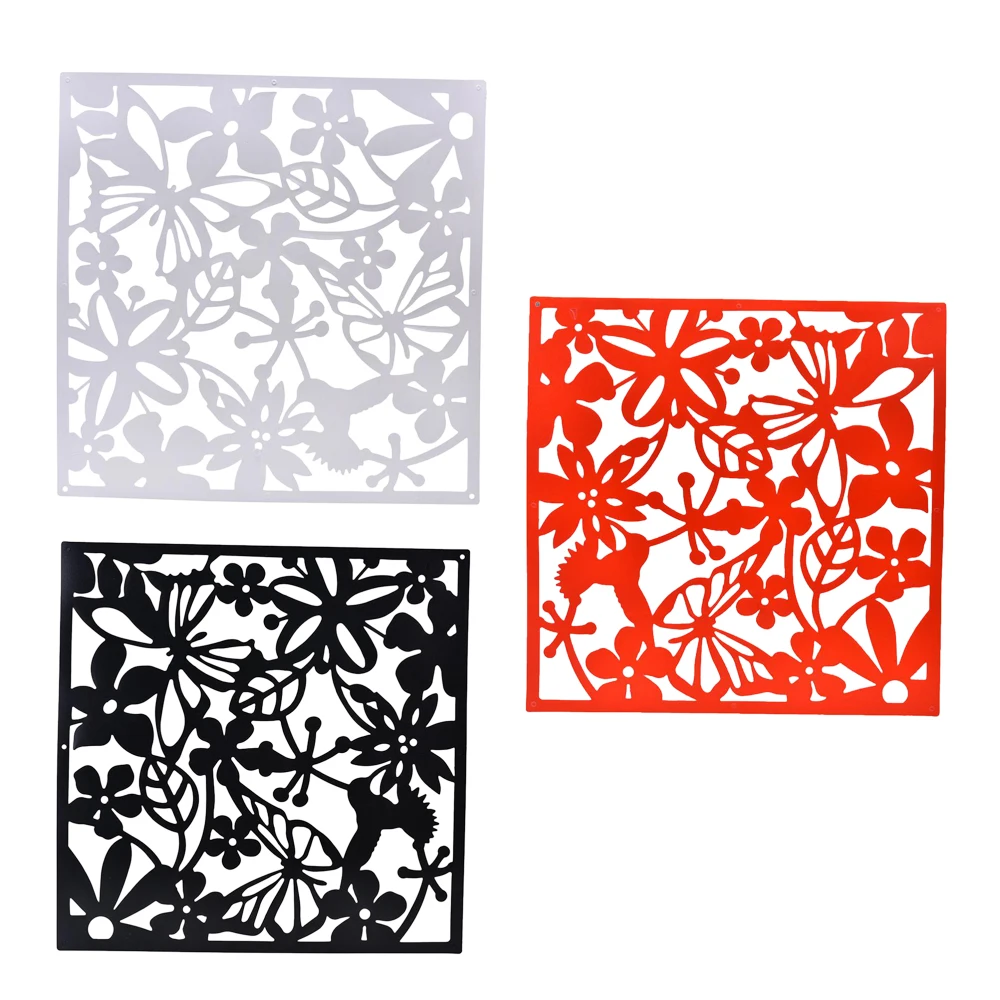 12 Pieces 3-colored Hanging Screen Room Divider Home Decor Wall Stickers Flowers Birds