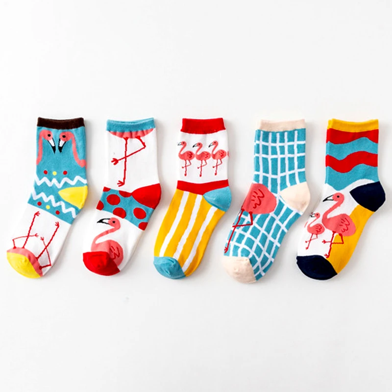 

Flamingo Street Style Cartoon Women's Short Kawaii Warm Winter Cotton Cute Sweet Ladies Casual Socks Women Socks Female
