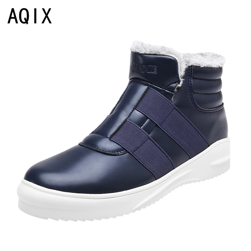 

2018 Big size 39-45 New Men Boots for Men Winter Snow Boots Warm Fur High Top Fashion Men Shoes Sneakers Boots Black Blue Brow