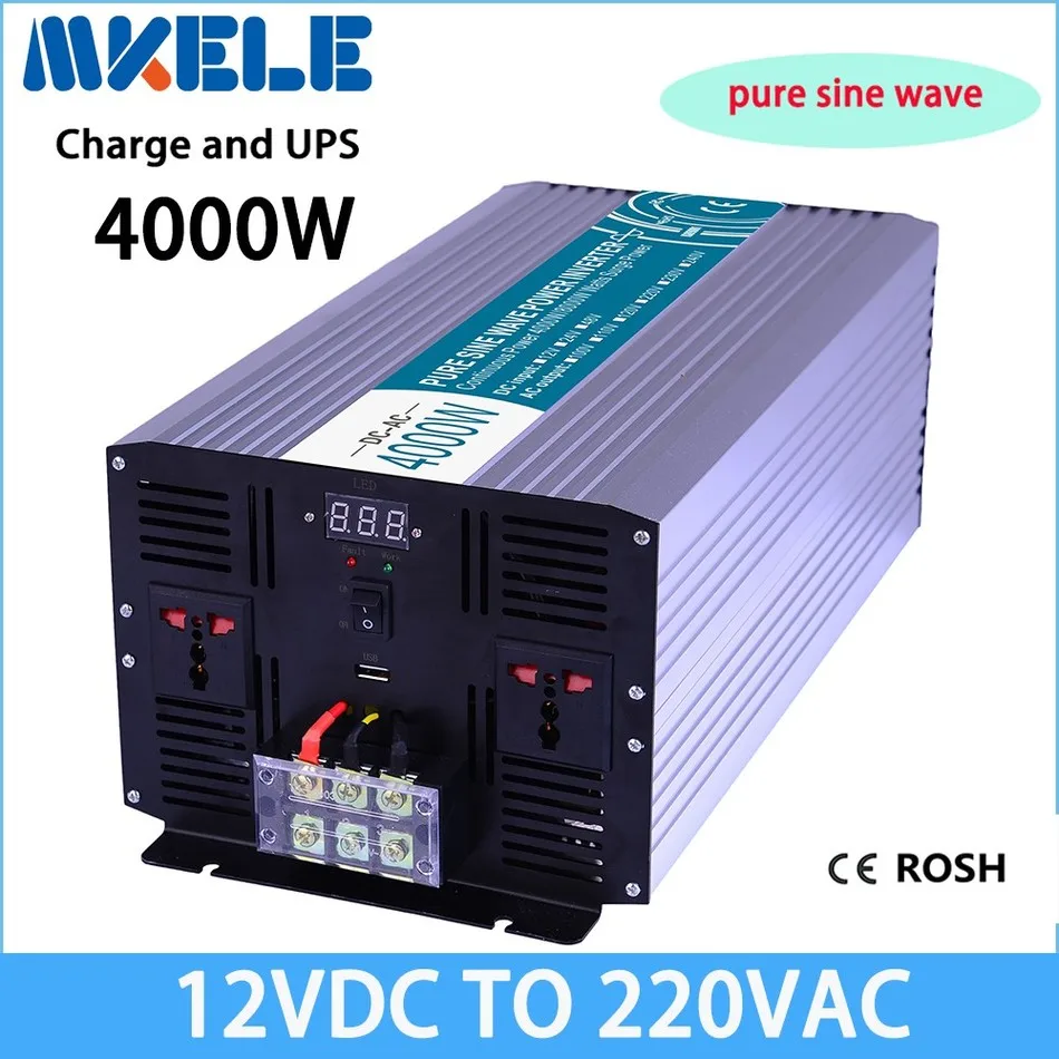 MKP4000-122-C off grid 4000w pure sine wave UPS inverter 12v to 220v solar inverter voltage converter with charger and UPS