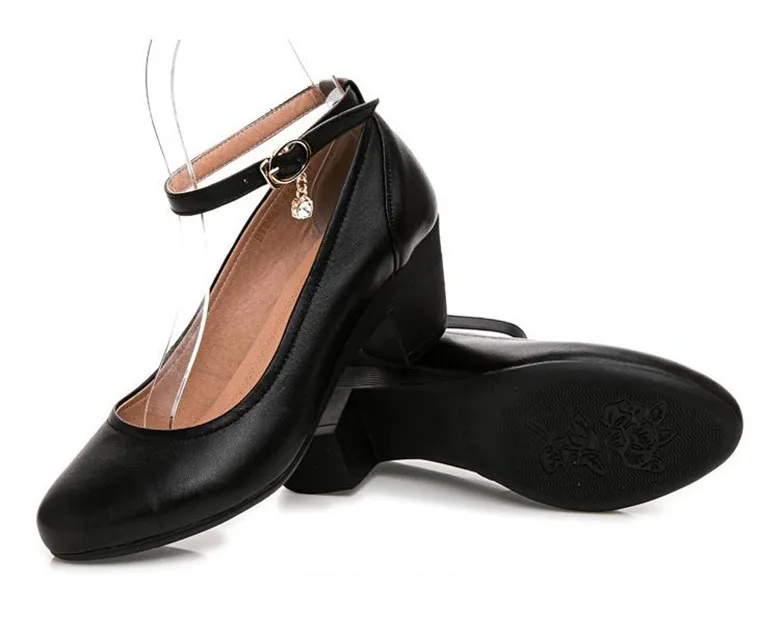 TIMETANG/новые женские туфли-лодочки на высоком каблуке пикантные Вечерние туфли на толстом каблуке с круглым носком из натуральной кожи на высоком каблуке для деловой женщины, большие размеры