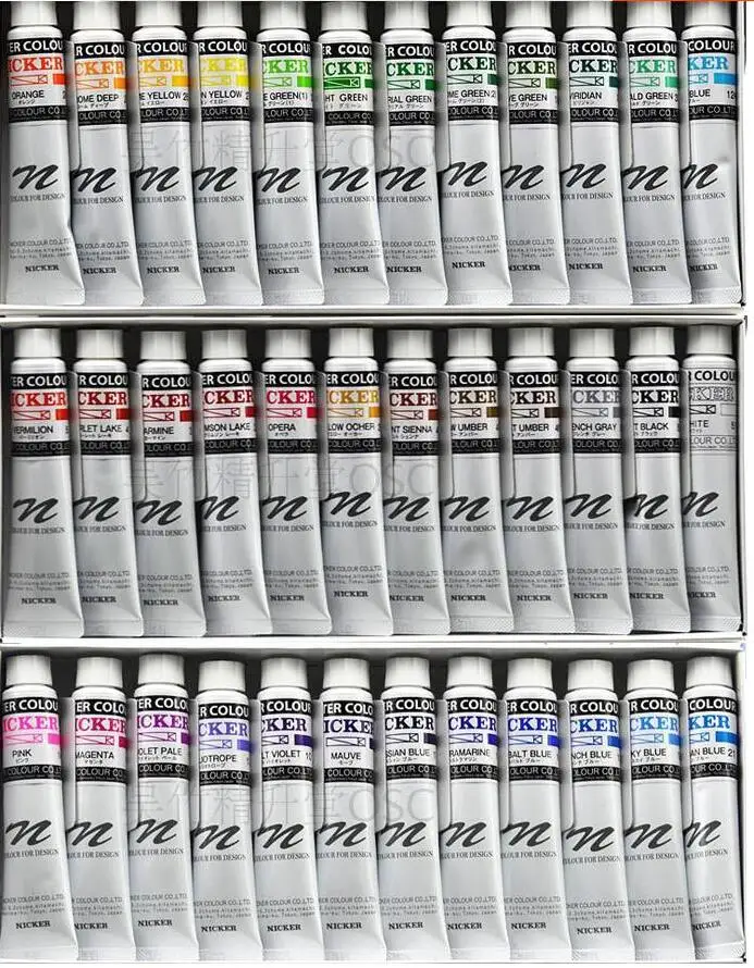 Японский Nicker постер цветной водный Набор цветных кисточек с красками для дизайна 12 цветов 18 цветов 24 цвета 36 цветов - Цвет: 36 colors